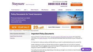 staysure travel insurance policy wording
